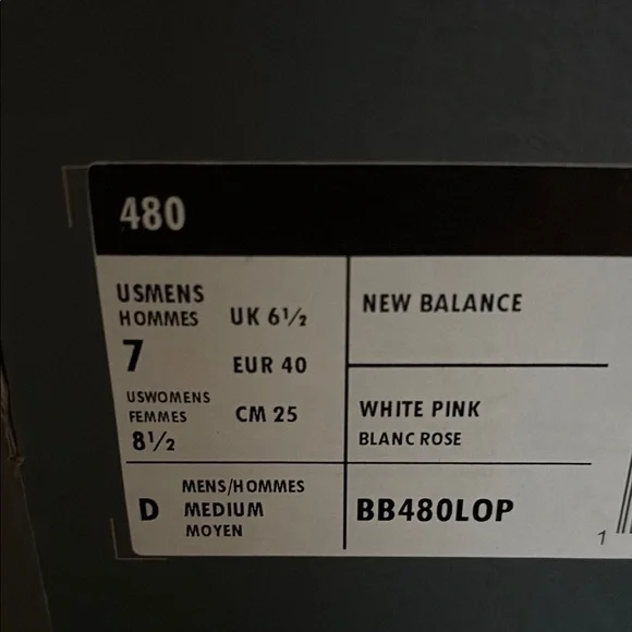 New Balance 480 White Pink US 8.5 - Picture 6 of 6